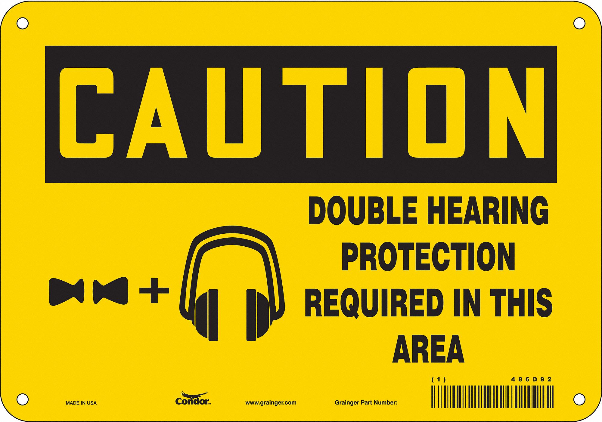 Safety Sign: Polyethylene, Mounting Holes Sign Mounting, 7 in x 10 in Nominal Sign Size, Caution