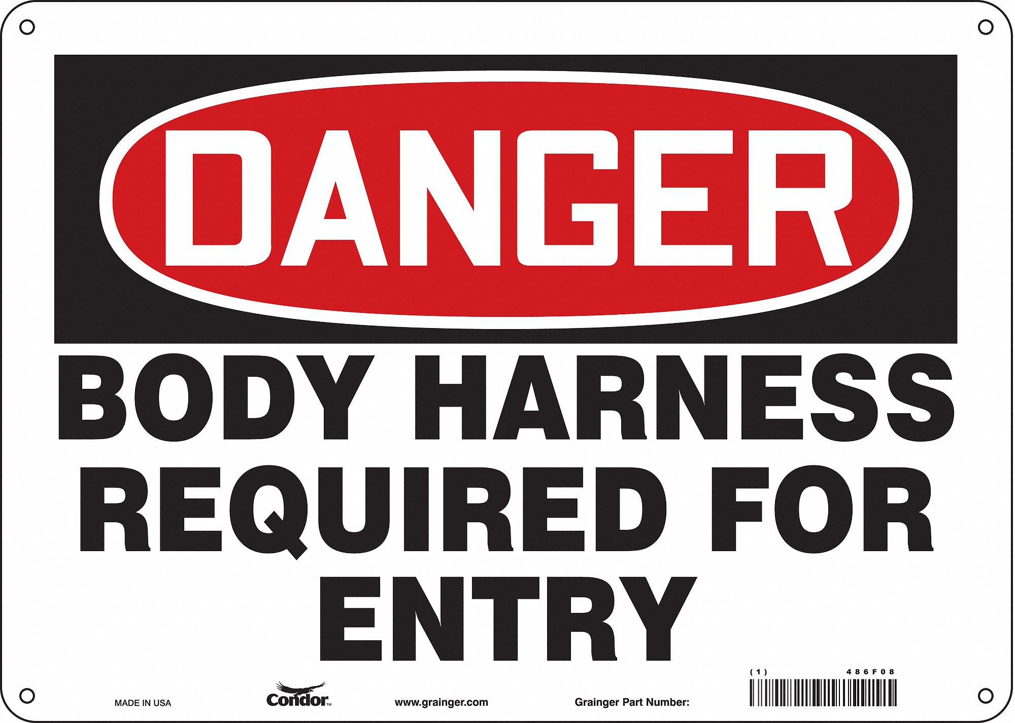 Safety Sign: Polyethylene, Mounting Holes Sign Mounting, 10 in x 14 in Nominal Sign Size, Danger