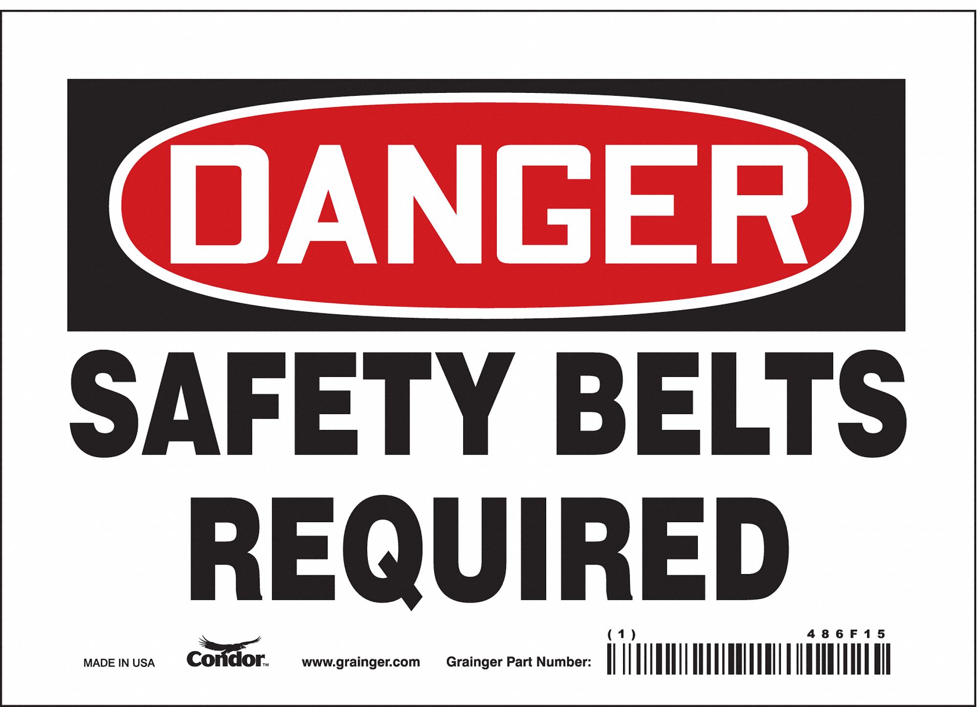 Safety Sign: Vinyl, Adhesive Sign Mounting, 5 in x 7 in Nominal Sign Size, Not Retroreflective