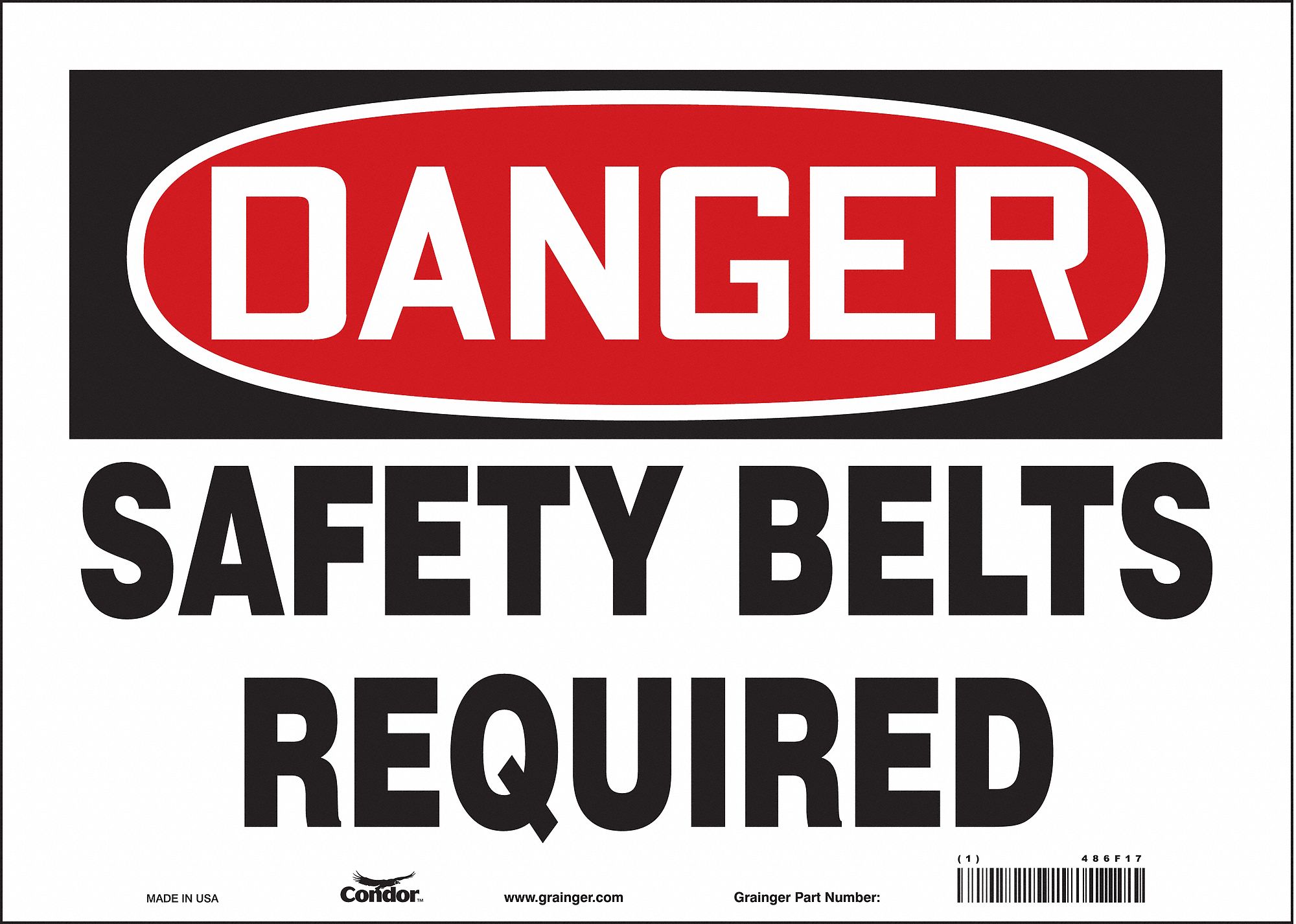 Safety Sign: Vinyl, Adhesive Sign Mounting, 10 in x 14 in Nominal Sign Size, Not Retroreflective