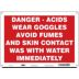 Danger-Acids Wear Goggles Avoid Fumes And Skin Contact Wash With Water Immediately Signs