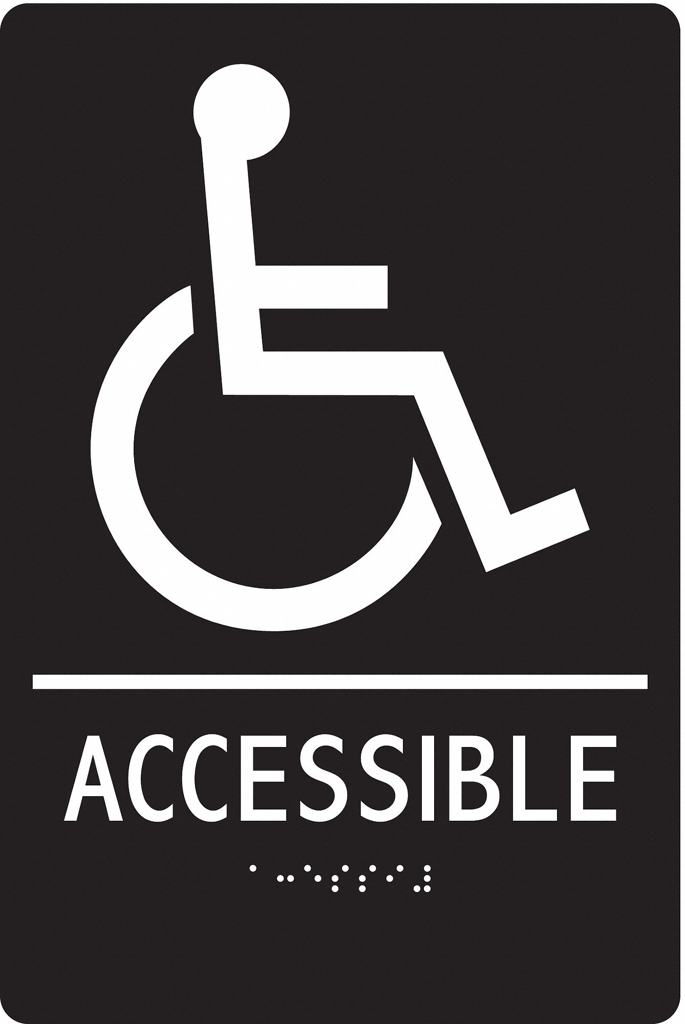 ADA Braille Facility Sign: ABS Plastic, Adhesive Sign Mounting, 9 in x 6 in Nominal Sign Size