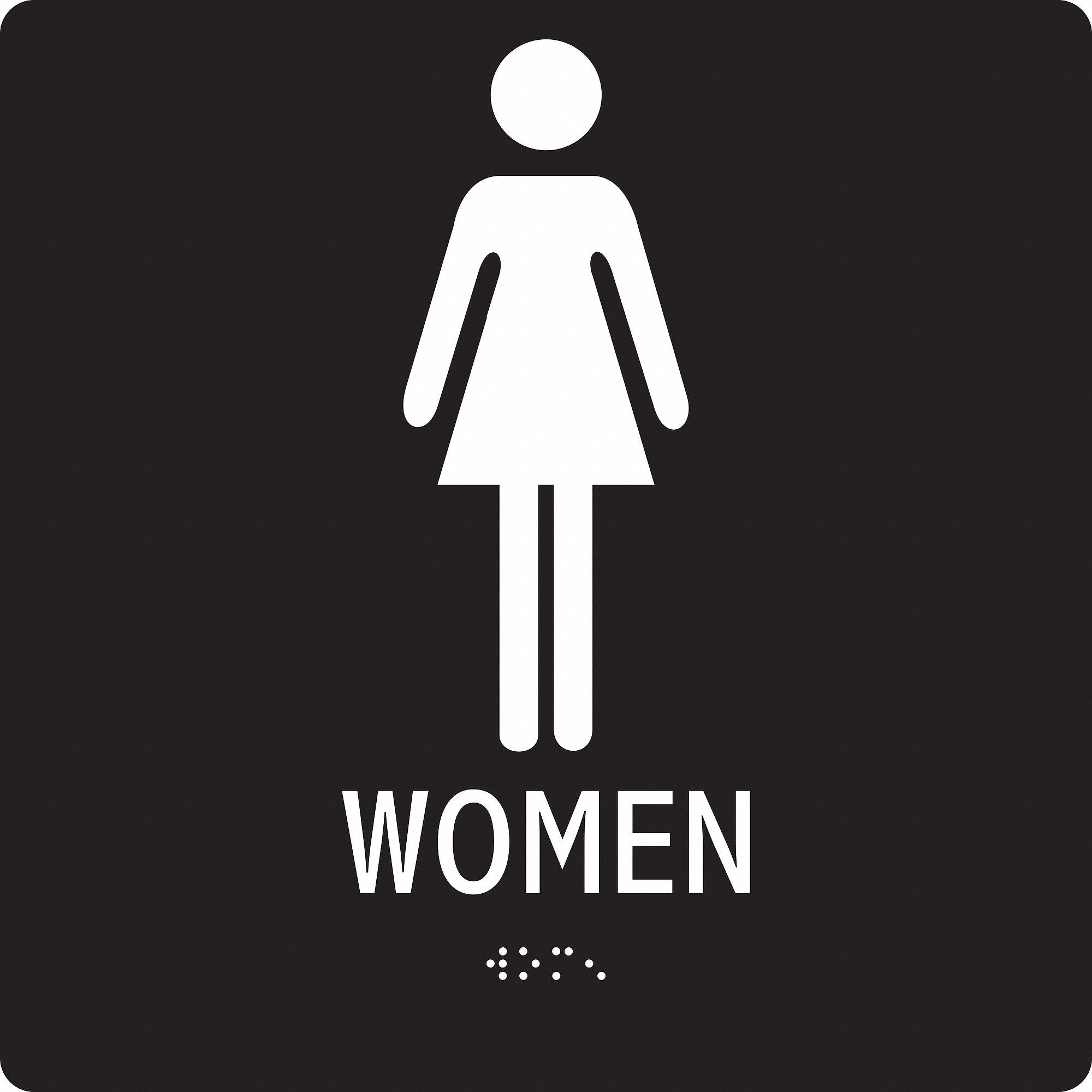 ADA Braille Facility Sign: Modified Acrylic, Adhesive Sign Mounting, 8 in x 8 in Nominal Sign Size