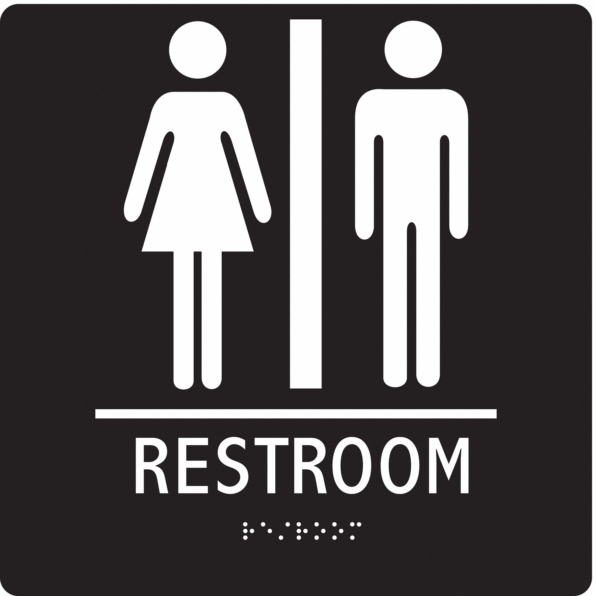 ADA Braille Facility Sign: Modified Acrylic, Adhesive Sign Mounting, 8 in x 8 in Nominal Sign Size