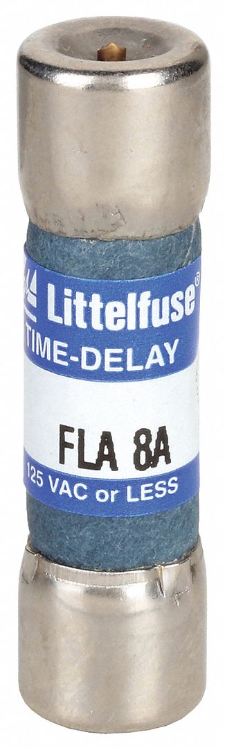 Fuse: FLA Series, Midget, Time-Delay, 8 A, 125 V AC, 13/32 in x 1 1/2 in, Indicating