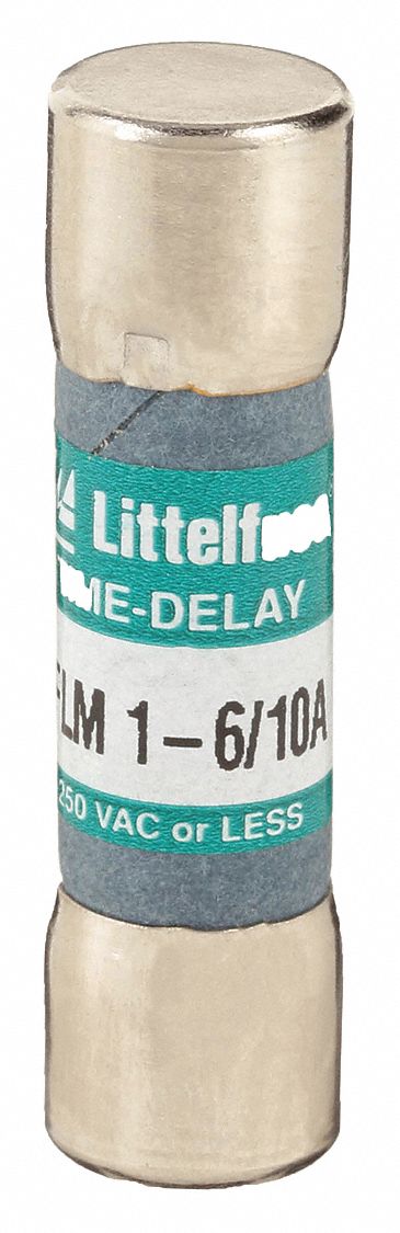 Fuse: FLM Series, Midget, Time-Delay, 1.6 A, 250 V AC, 13/32 in x 1 1/2 in