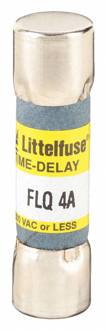 Fuse: FLQ Series, Midget, Time-Delay, 4 A, 500 V AC, 300 V DC, 13/32 in x 1 1/2 in