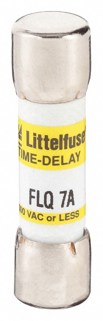 Fuse: FLQ Series, Midget, Time-Delay, 7 A, 500 V AC, 300 V DC, 13/32 in x 1 1/2 in