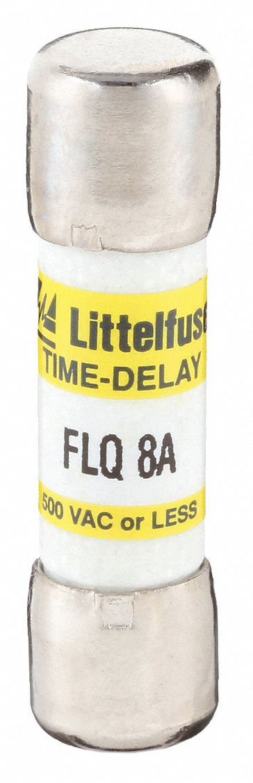 Fuse: FLQ Series, Midget, Time-Delay, 8 A, 500 V AC, 300 V DC, 13/32 in x 1 1/2 in