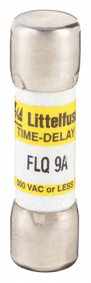 Fuse: FLQ Series, Midget, Time-Delay, 9 A, 500 V AC, 300 V DC, 13/32 in x 1 1/2 in