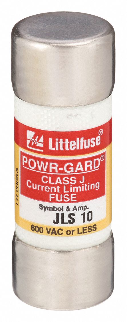 Fuse: JLS Series, Class J, Cylindrical Body, Fast-Acting, 10 A, 600 V AC, Non-Indicating