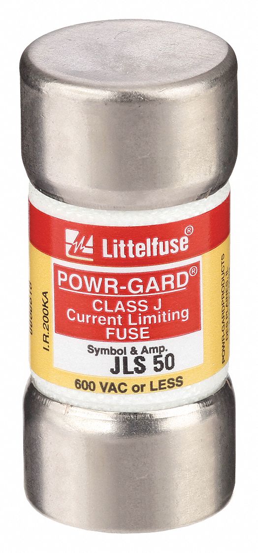 Fuse: JLS Series, Class J, Cylindrical Body, Fast-Acting, 50 A, 600 V AC, Non-Indicating