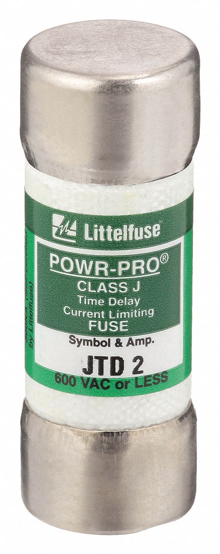 Fuse: JTD Series, Class J, Cylindrical Body, Time-Delay, 2 A, 600 V AC, 300 V DC