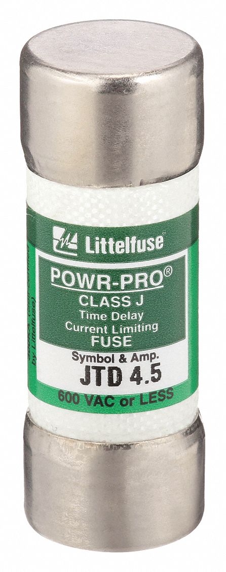 Fuse: JTD Series, Class J, Cylindrical Body, Time-Delay, 4.5 A, 600 V AC, 300 V DC
