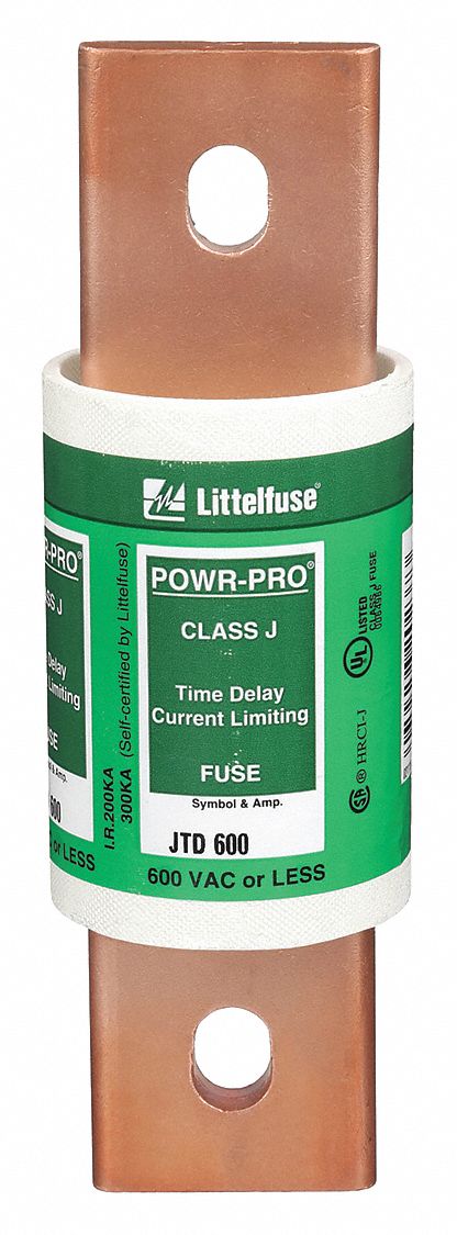 Fuse: JTD Series, Class J, Bolt-On Body, Time-Delay, 600 A, 600 V AC, 500 V DC