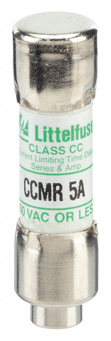 Fuse: CCMR Series, Time-Delay, 5 A, 600 V AC, Non-Indicating, 13/32 in x 1 1/2 in