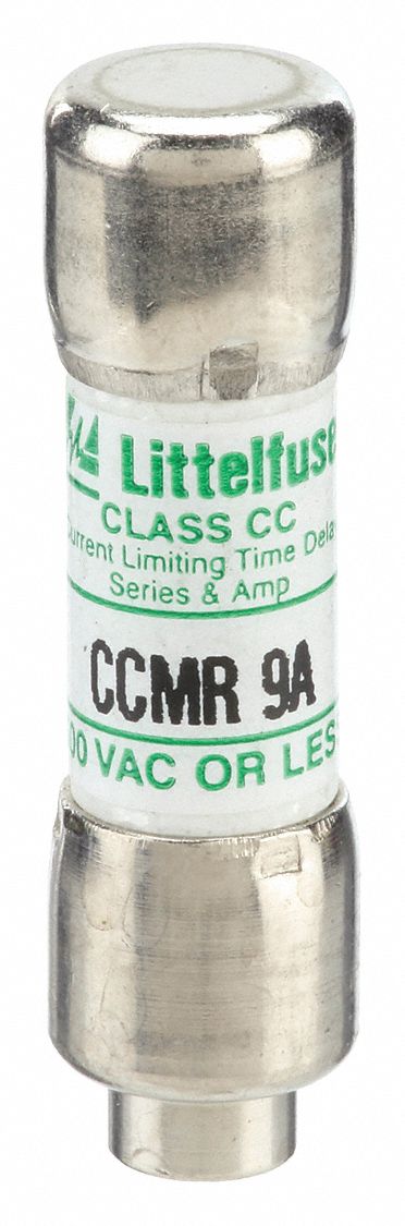 Fuse: CCMR Series, Time-Delay, 9 A, 600 V AC, Non-Indicating, 13/32 in x 1 1/2 in