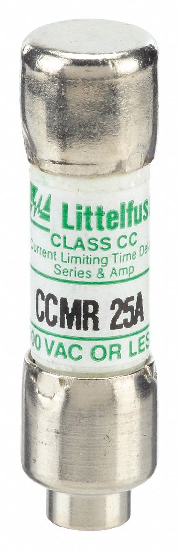 Fuse: CCMR Series, Time-Delay, 25 A, 600 V AC, Non-Indicating, 13/32 in x 1 1/2 in