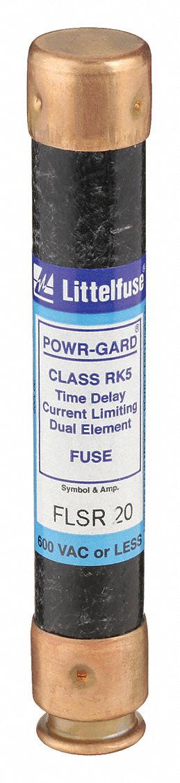 Fuse: Class RK5, FLSR Series, Time-Delay, 20 A, 600 V AC, 300 V DC, Non-Indicating