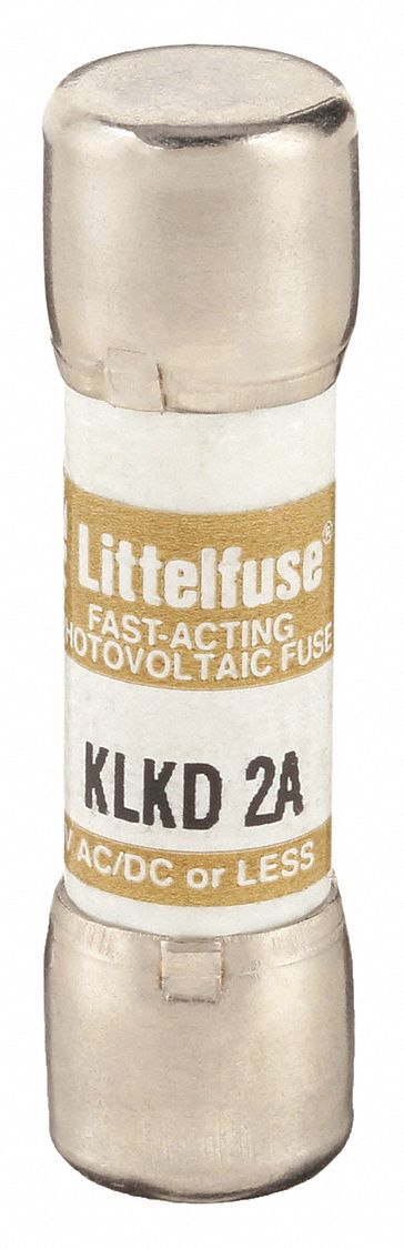 Fuse: KLKD Series, Midget, Fast-Acting, 2 A, 600 V AC, 600 V DC, 13/32 in x 1 1/2 in