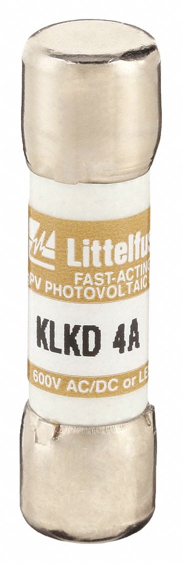 Fuse: KLKD Series, Midget, Fast-Acting, 4 A, 600 V AC, 600 V DC, 13/32 in x 1 1/2 in