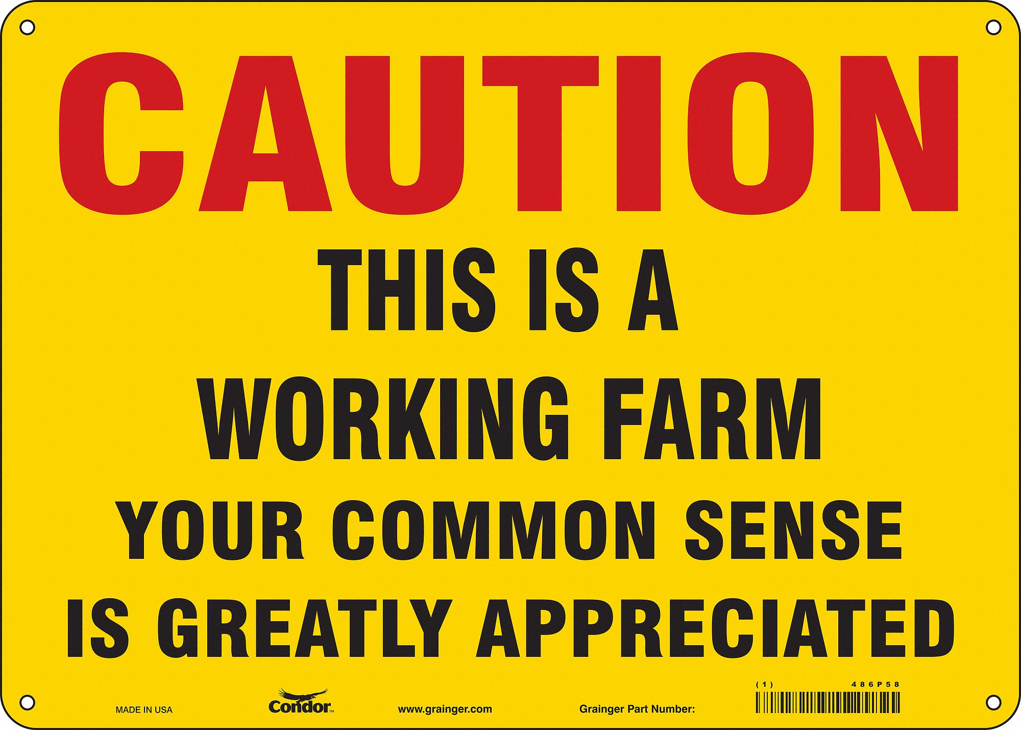 Safety Sign, 10 in x 14 in, Aluminum