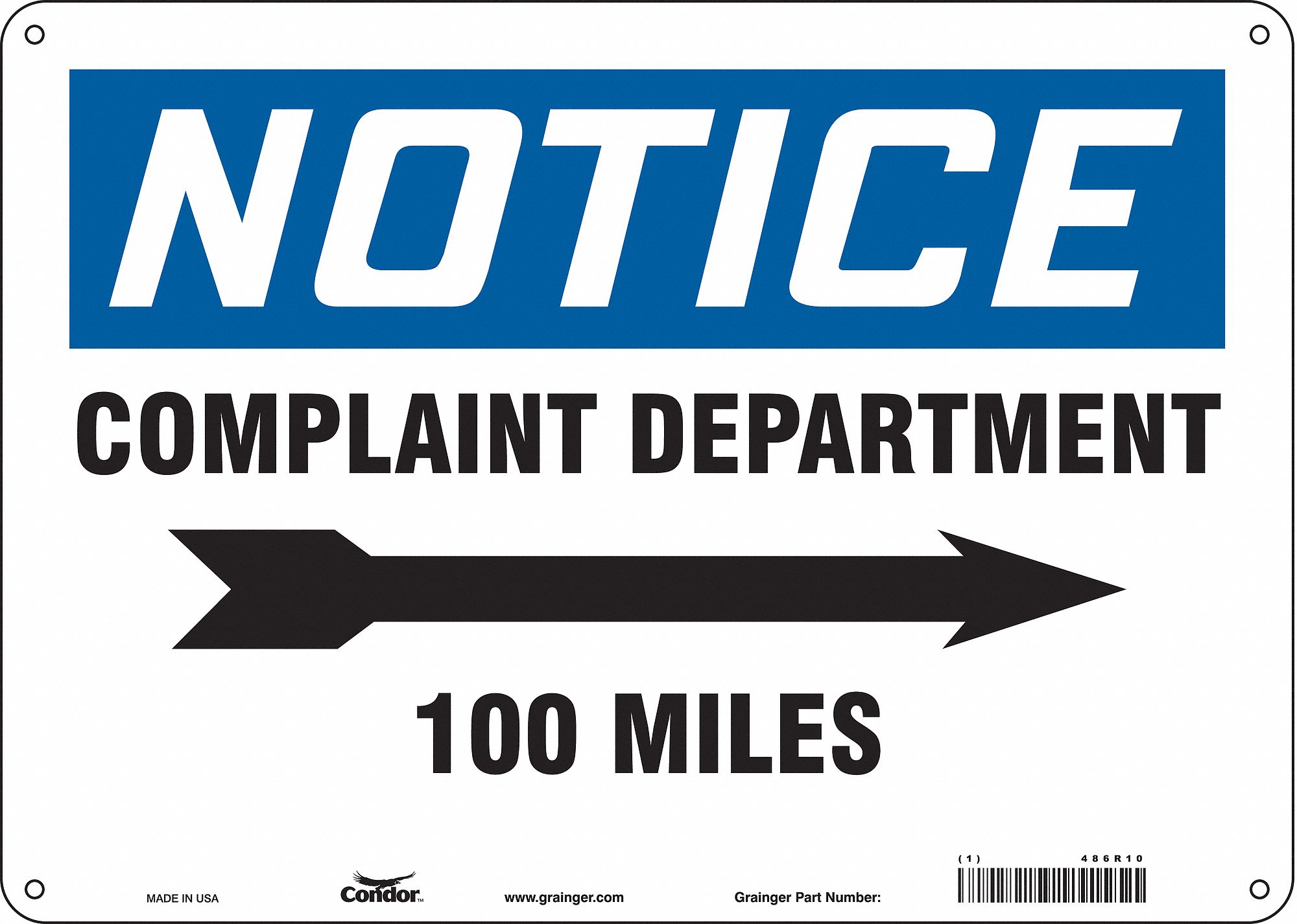 Safety Sign: Aluminum, Mounting Holes Sign Mounting, 10 in x 14 in Nominal Sign Size, 0.032 in Thick