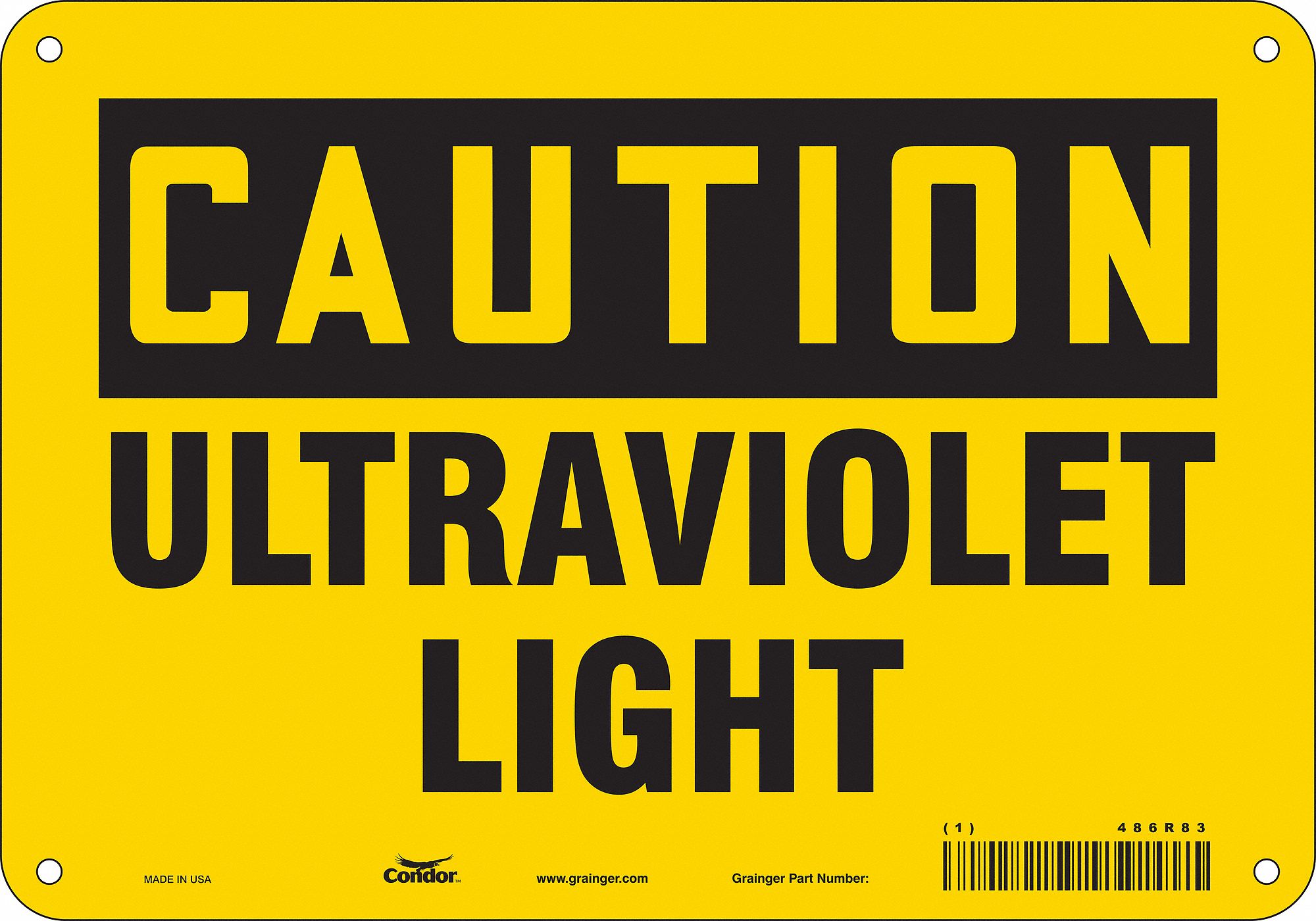 Safety Sign: Aluminum, Mounting Holes Sign Mounting, 7 in x 10 in Nominal Sign Size, 0.032 in Thick