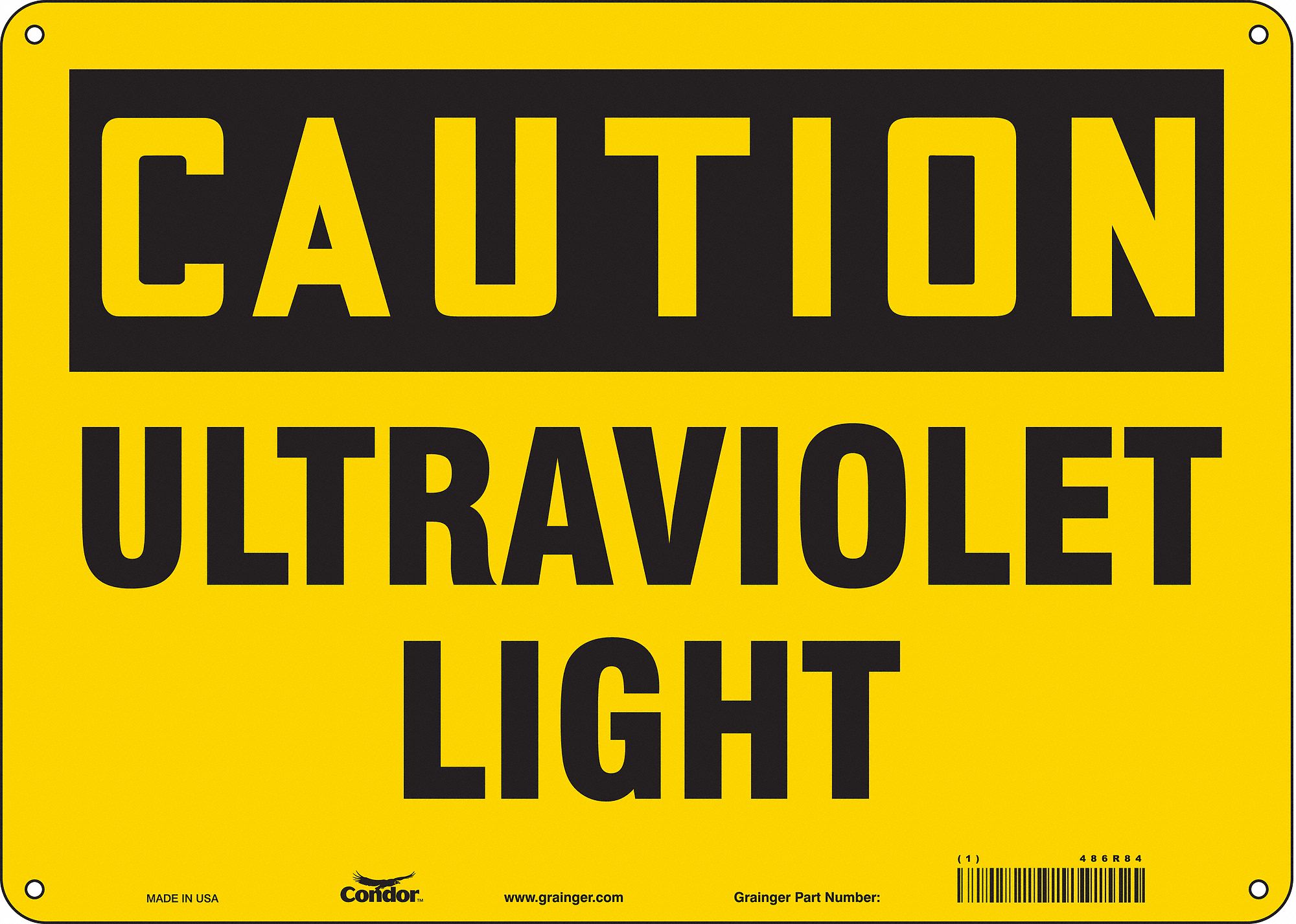 Safety Sign: Aluminum, Mounting Holes Sign Mounting, 10 in x 14 in Nominal Sign Size, 0.032 in Thick