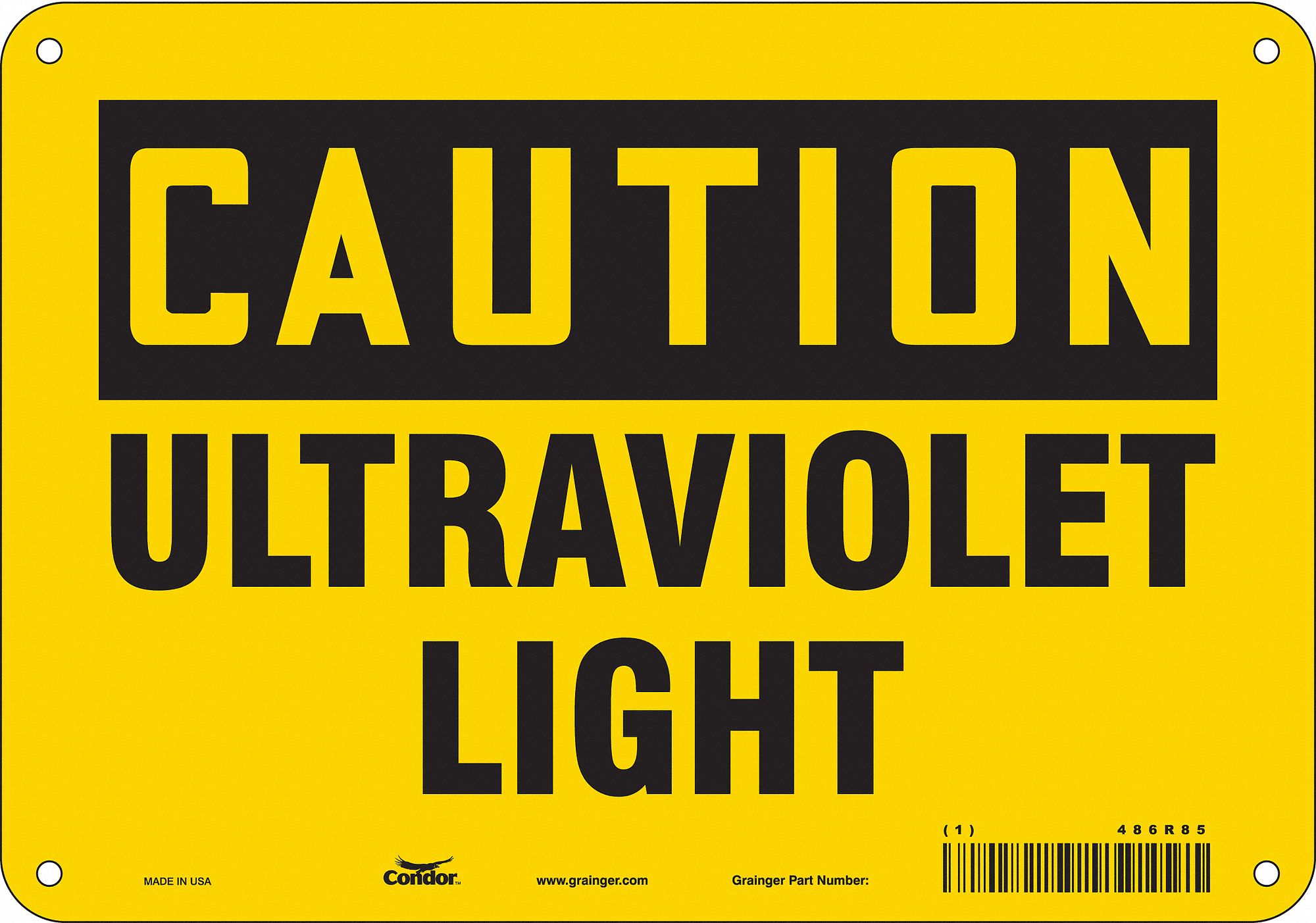 Safety Sign: Polyethylene, Mounting Holes Sign Mounting, 7 in x 10 in Nominal Sign Size
