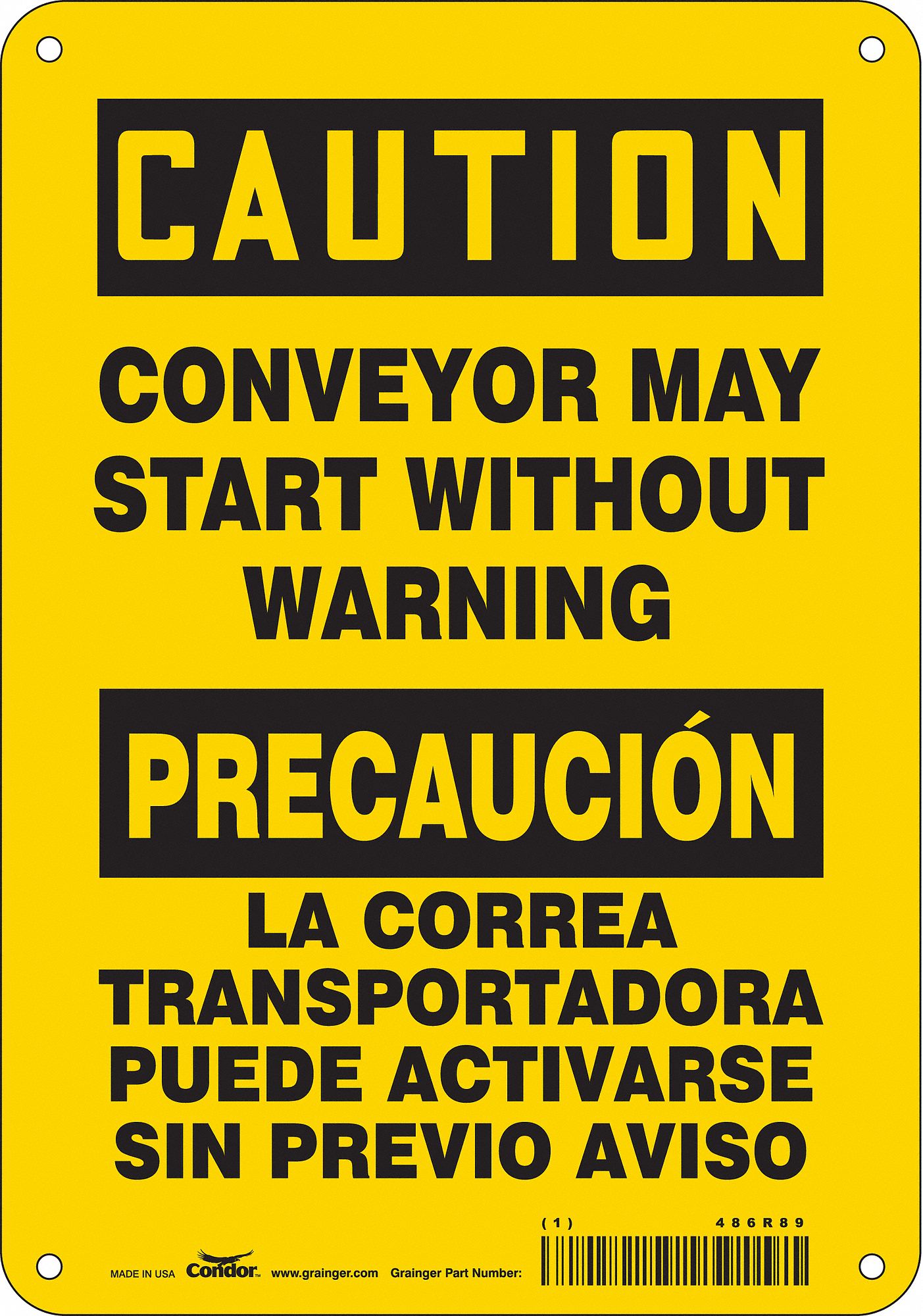 Safety Sign: Aluminum, Mounting Holes Sign Mounting, 10 in x 7 in Nominal Sign Size, 0.032 in Thick