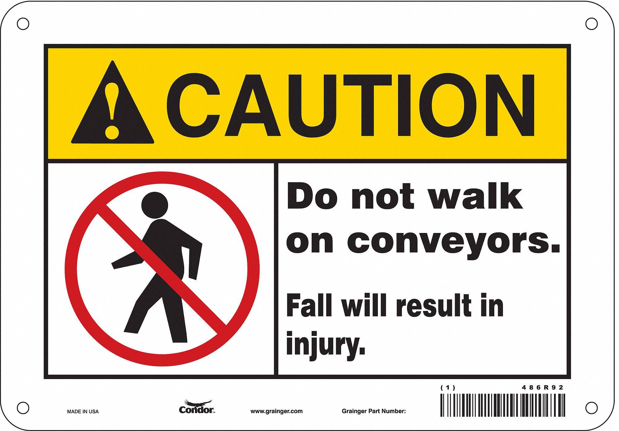 Safety Sign: Aluminum, Mounting Holes Sign Mounting, 7 in x 10 in Nominal Sign Size, 0.032 in Thick