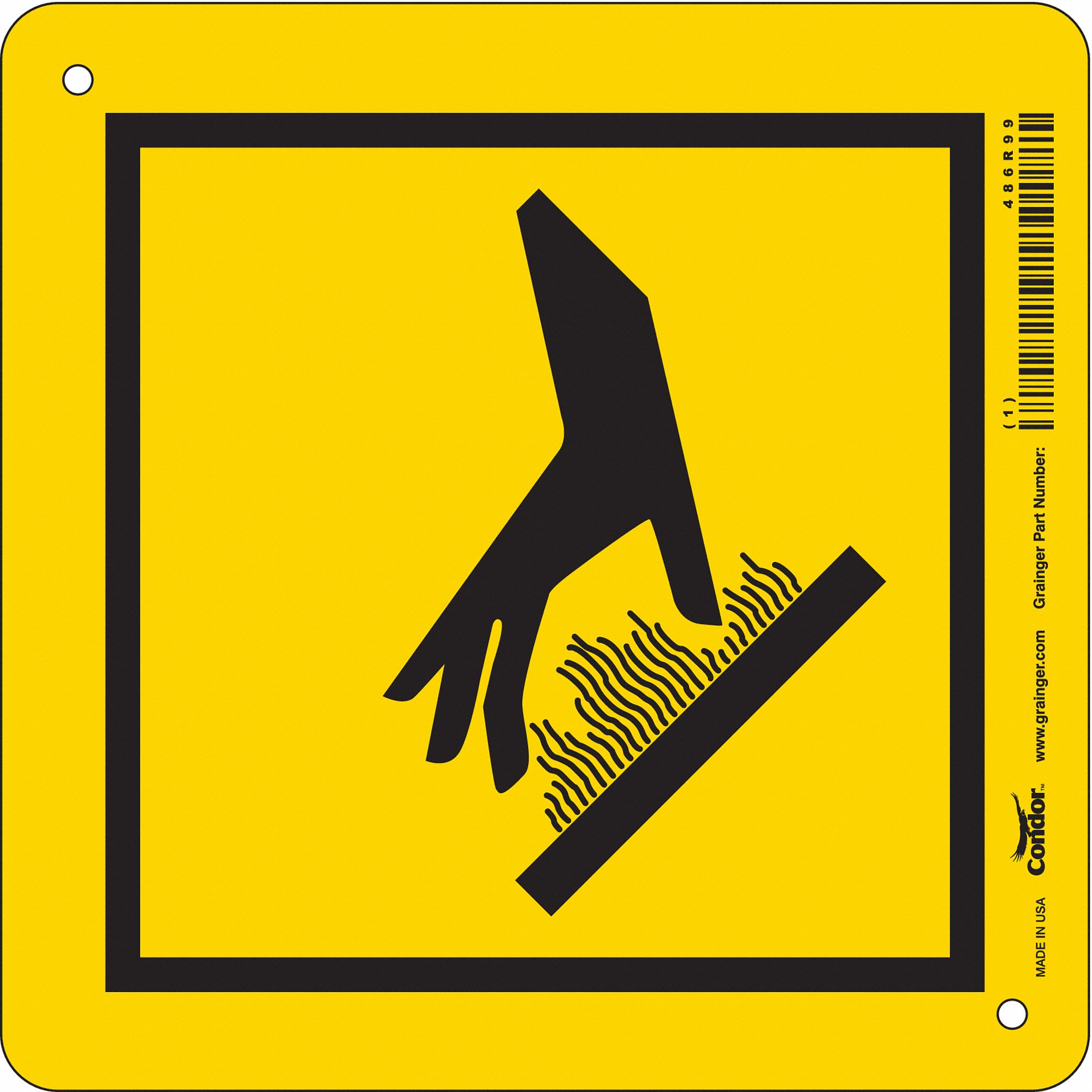 Safety Sign: Aluminum, Mounting Holes Sign Mounting, 7 in x 7 in Nominal Sign Size, 0.032 in Thick