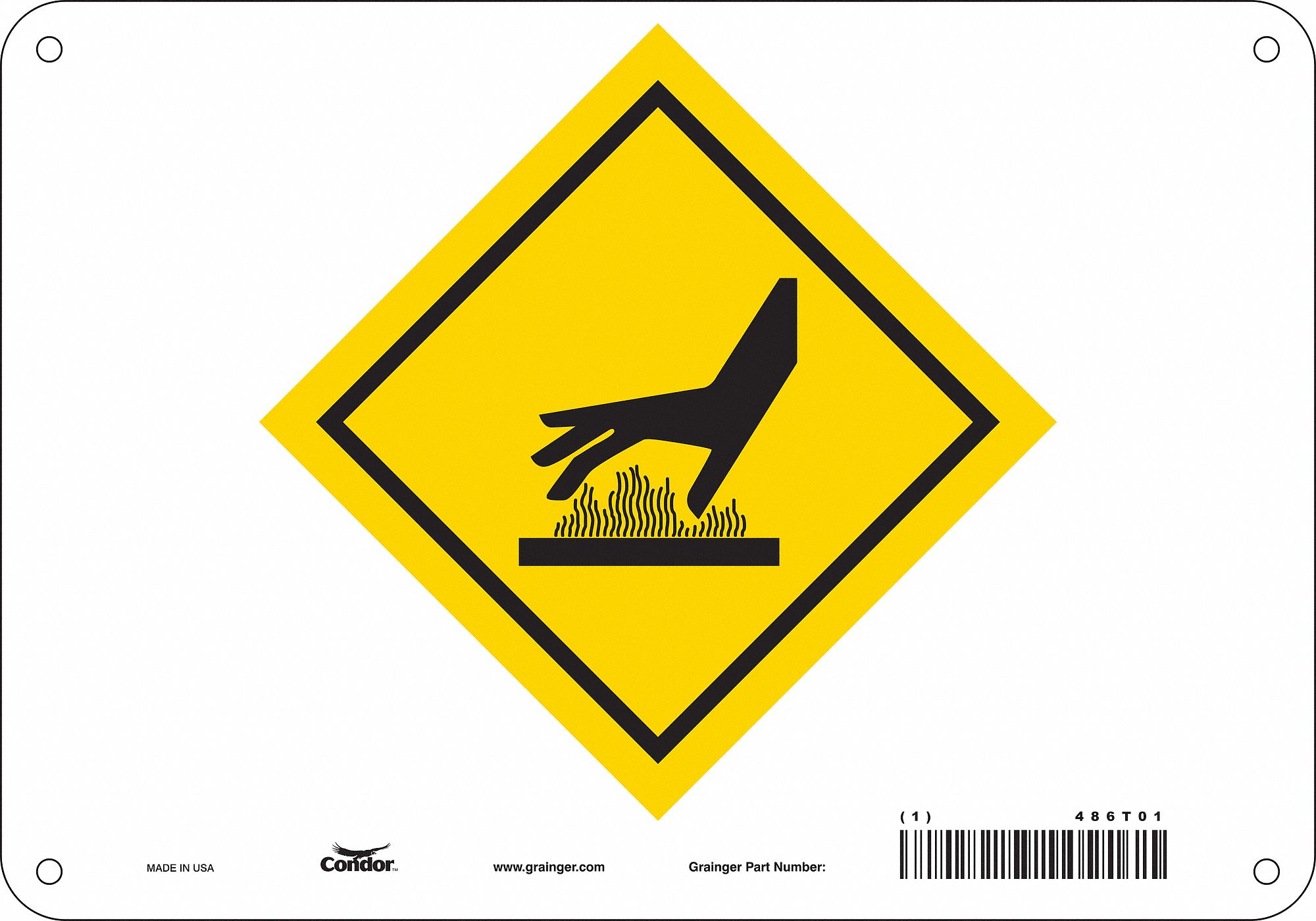 Safety Sign: Aluminum, Mounting Holes Sign Mounting, 7 in x 10 in Nominal Sign Size, 0.032 in Thick