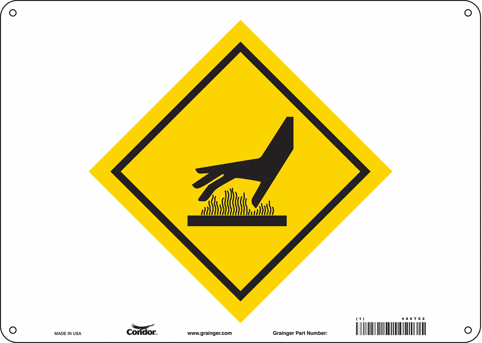 Safety Sign: Aluminum, Mounting Holes Sign Mounting, 10 in x 14 in Nominal Sign Size, 0.032 in Thick