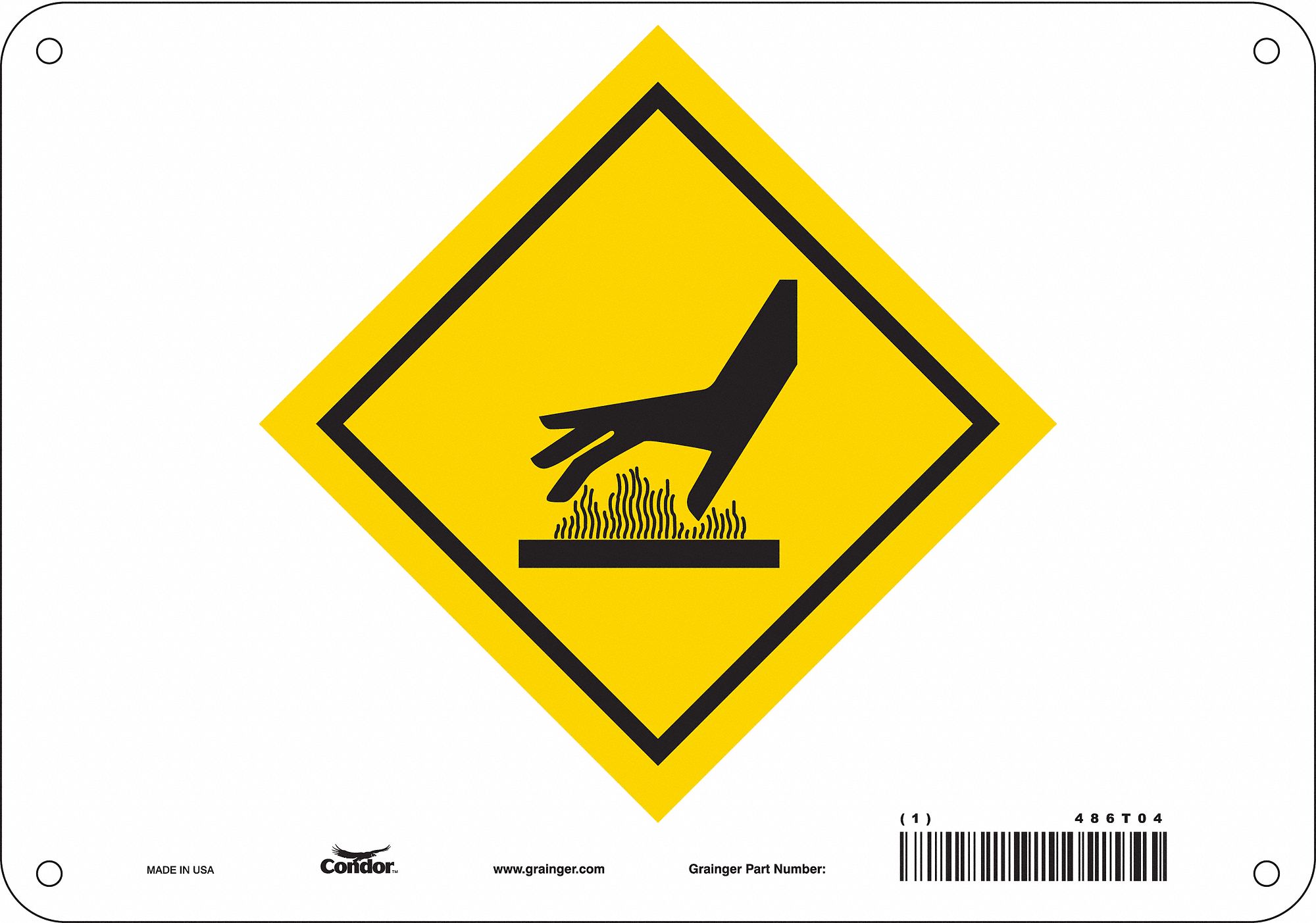 Safety Sign: Polyethylene, Mounting Holes Sign Mounting, 7 in x 10 in Nominal Sign Size