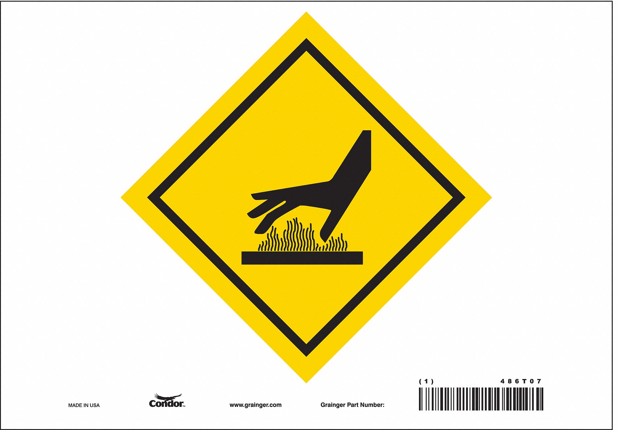 Safety Sign: Vinyl, Adhesive Sign Mounting, 7 in x 10 in Nominal Sign Size, Not Retroreflective