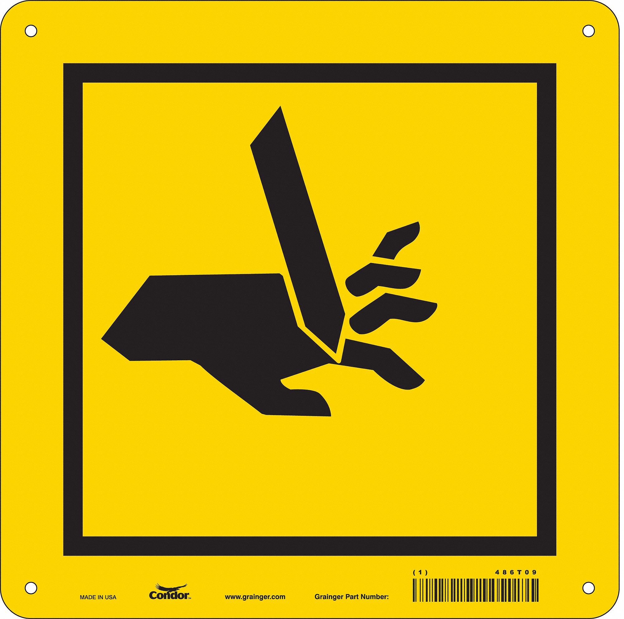 Safety Sign: Aluminum, Mounting Holes Sign Mounting, 10 in x 10 in Nominal Sign Size, 0.032 in Thick