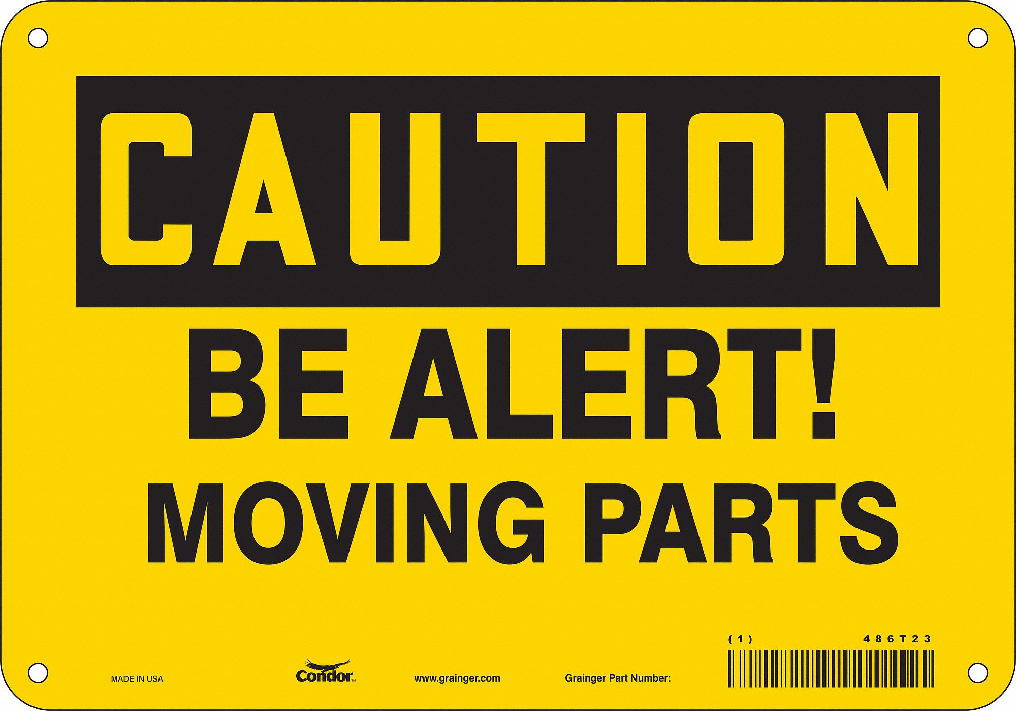 Safety Sign: Polyethylene, Mounting Holes Sign Mounting, 7 in x 10 in Nominal Sign Size, Caution