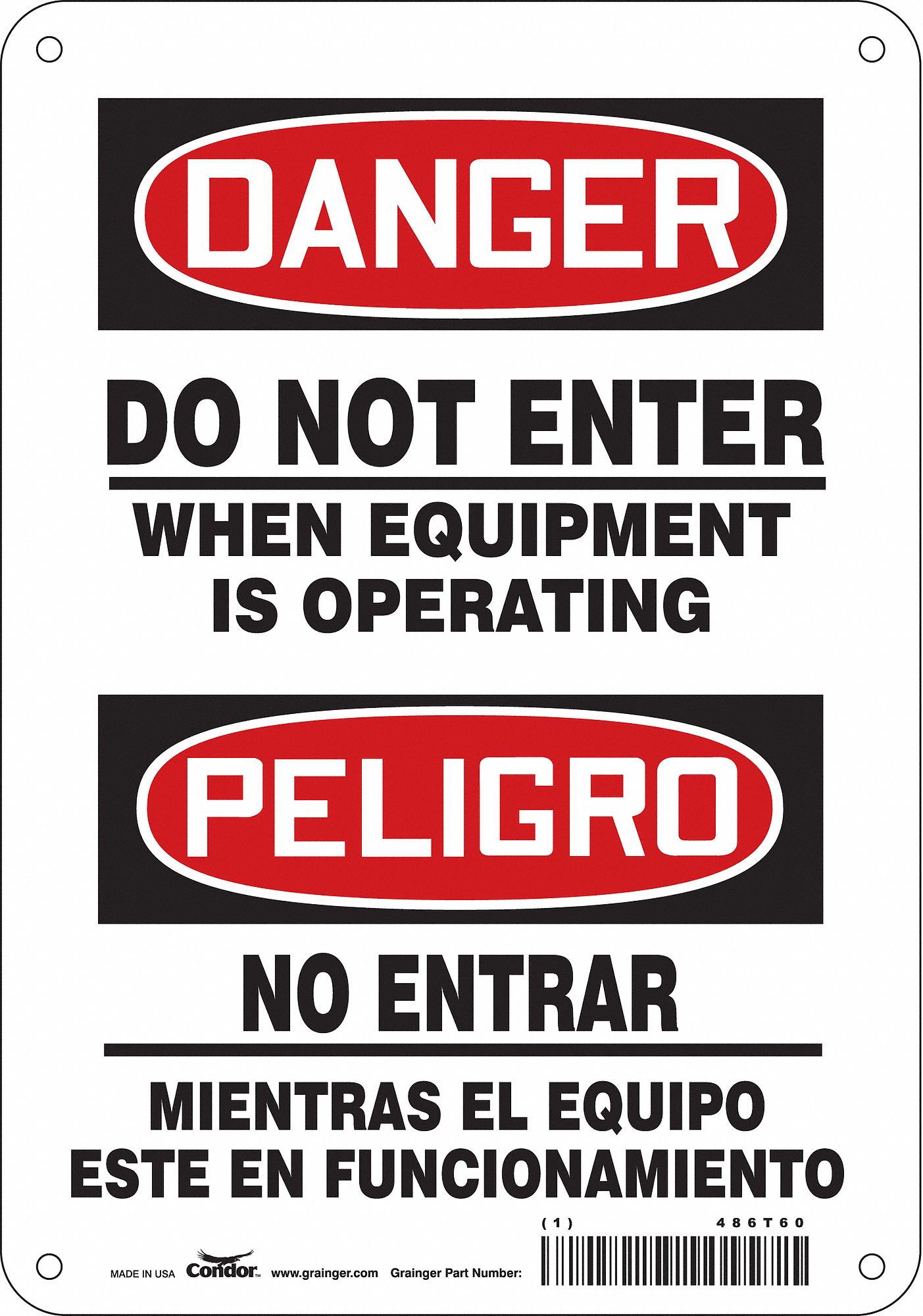 Safety Sign: Aluminum, Mounting Holes Sign Mounting, 10 in x 7 in Nominal Sign Size, 0.032 in Thick