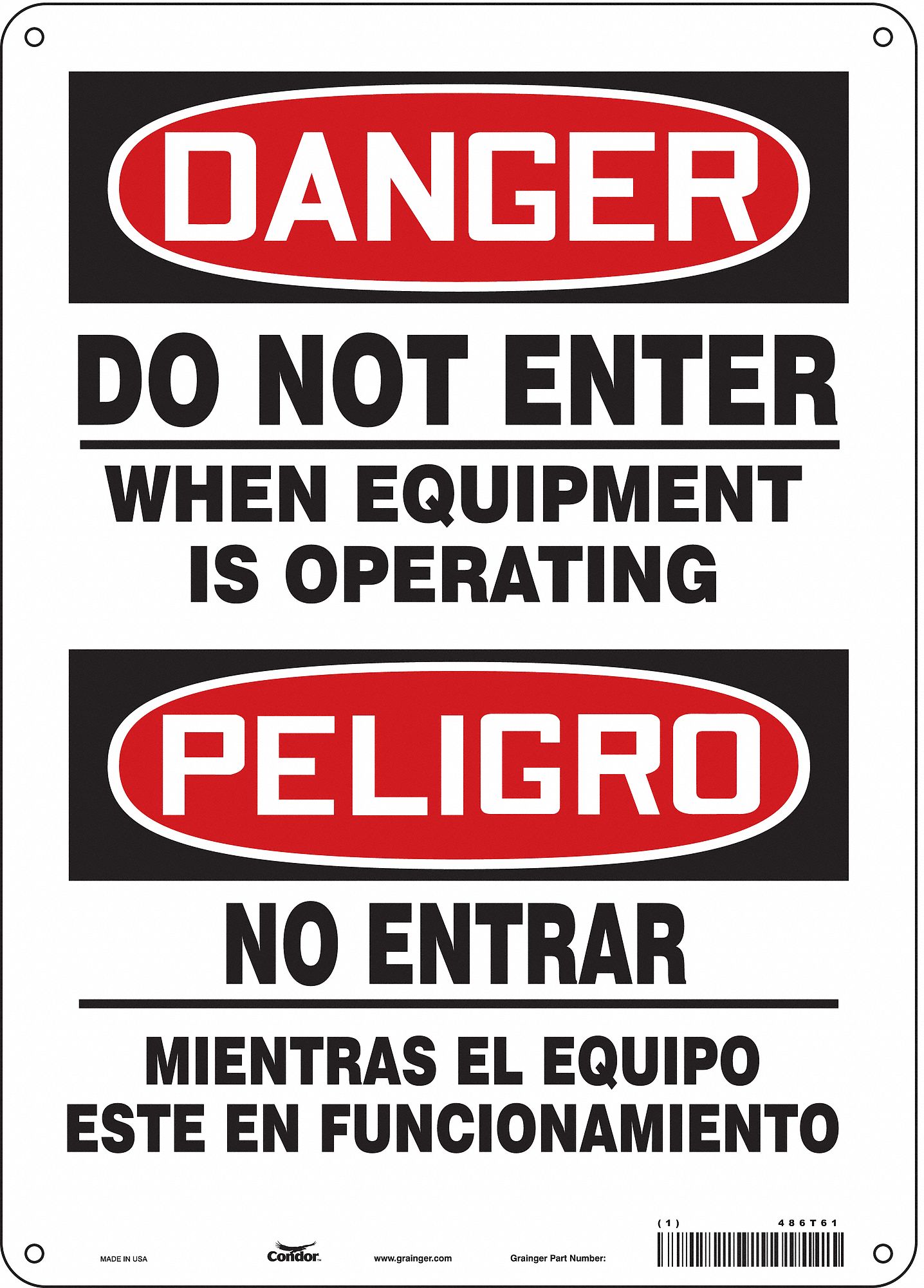 Safety Sign: Aluminum, Mounting Holes Sign Mounting, 14 in x 10 in Nominal Sign Size, 0.032 in Thick