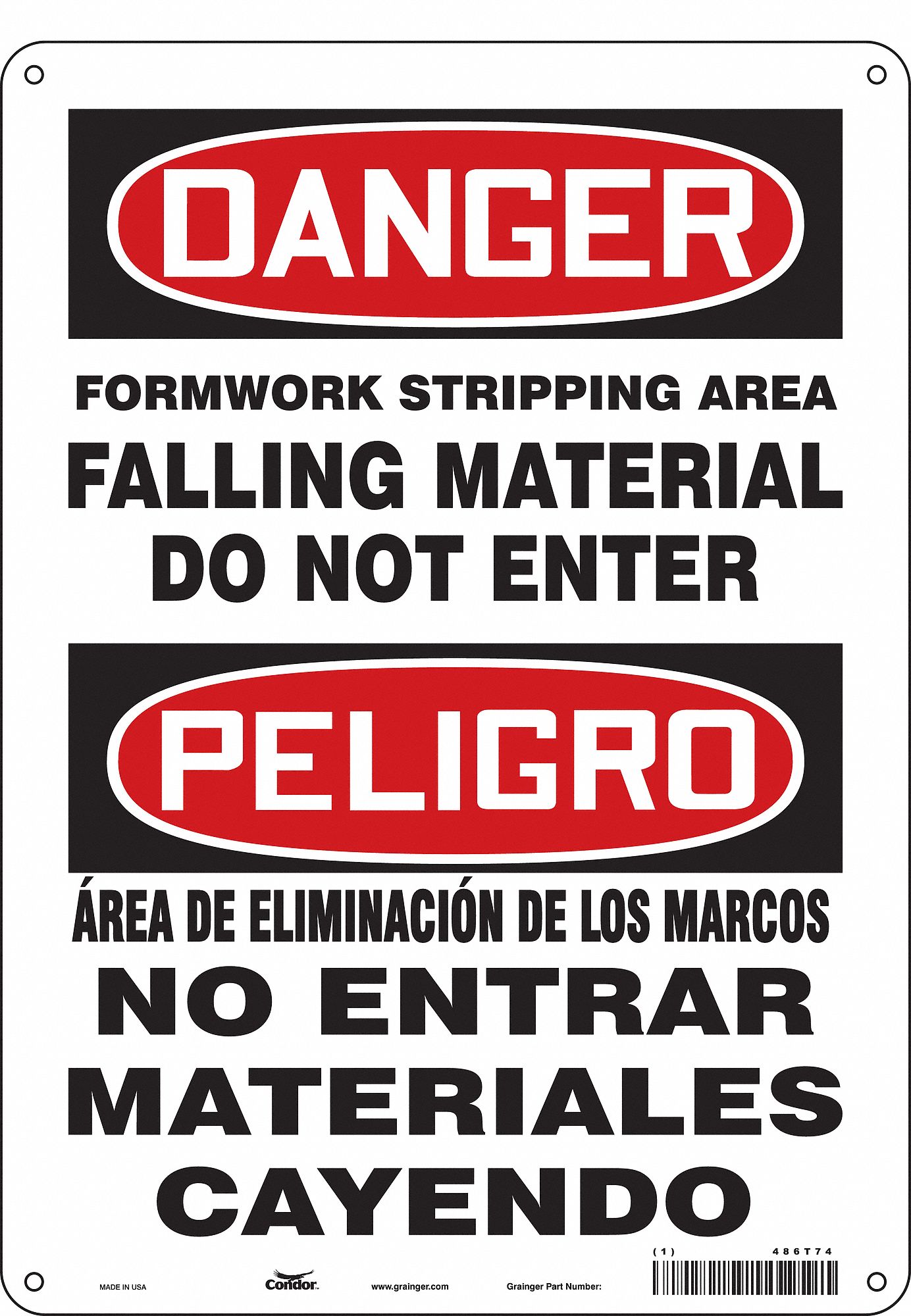 Safety Sign: Aluminum, Mounting Holes Sign Mounting, 14 in x 10 in Nominal Sign Size, 0.032 in Thick