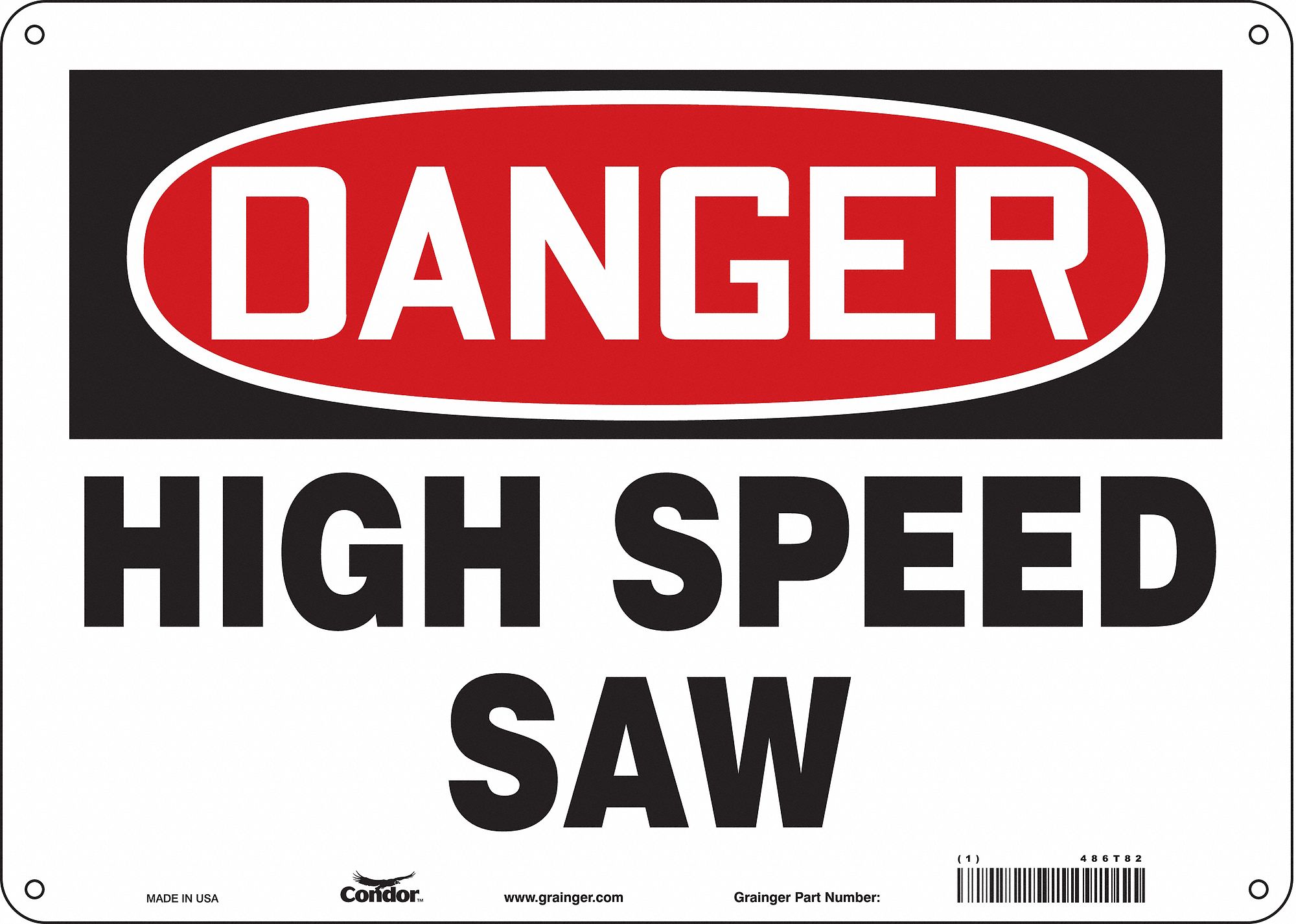 Safety Sign: Polyethylene, Mounting Holes Sign Mounting, 10 in x 14 in Nominal Sign Size, Danger