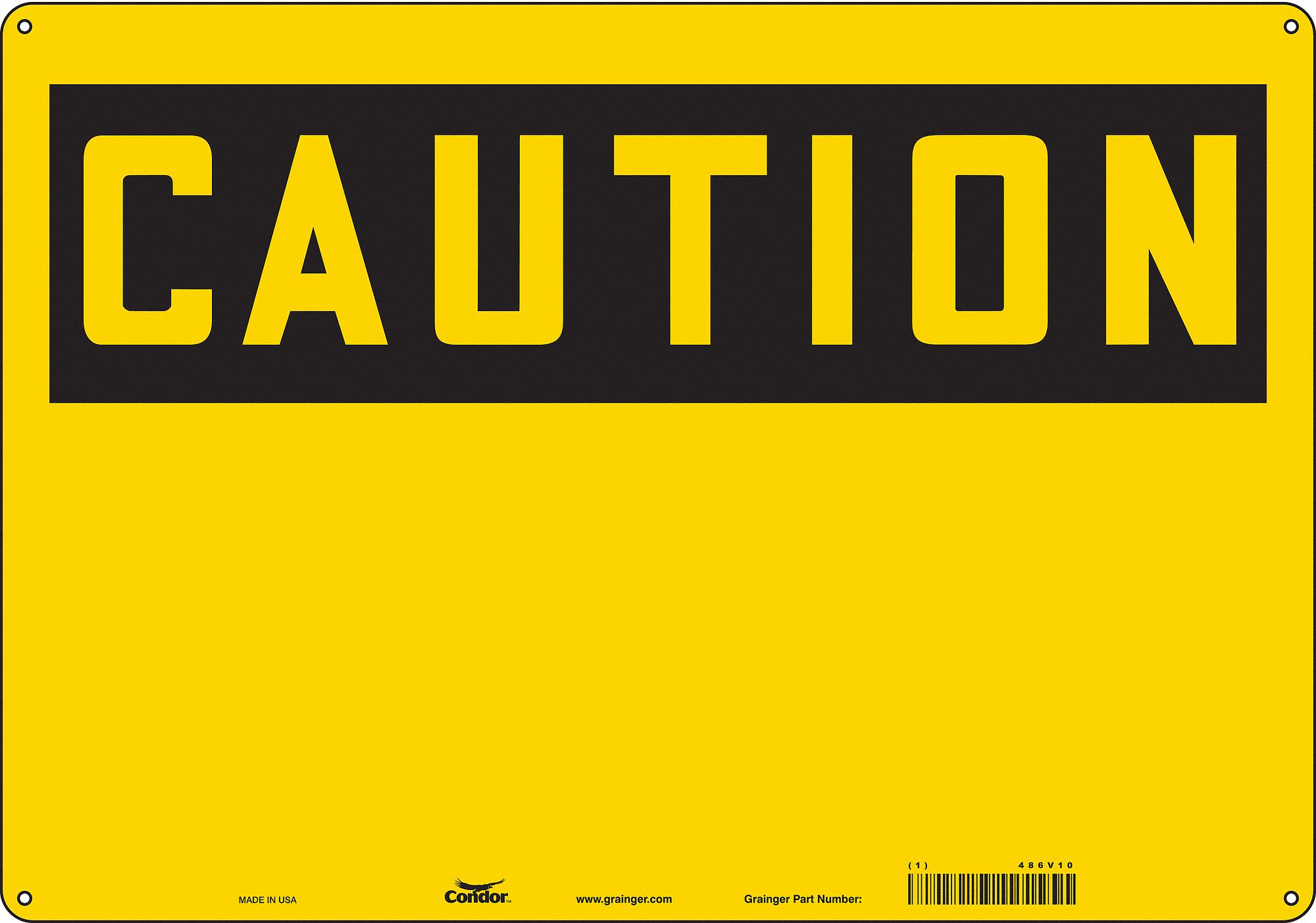 Safety Sign: Aluminum, Mounting Holes Sign Mounting, 14 in x 20 in Nominal Sign Size, 0.032 in Thick