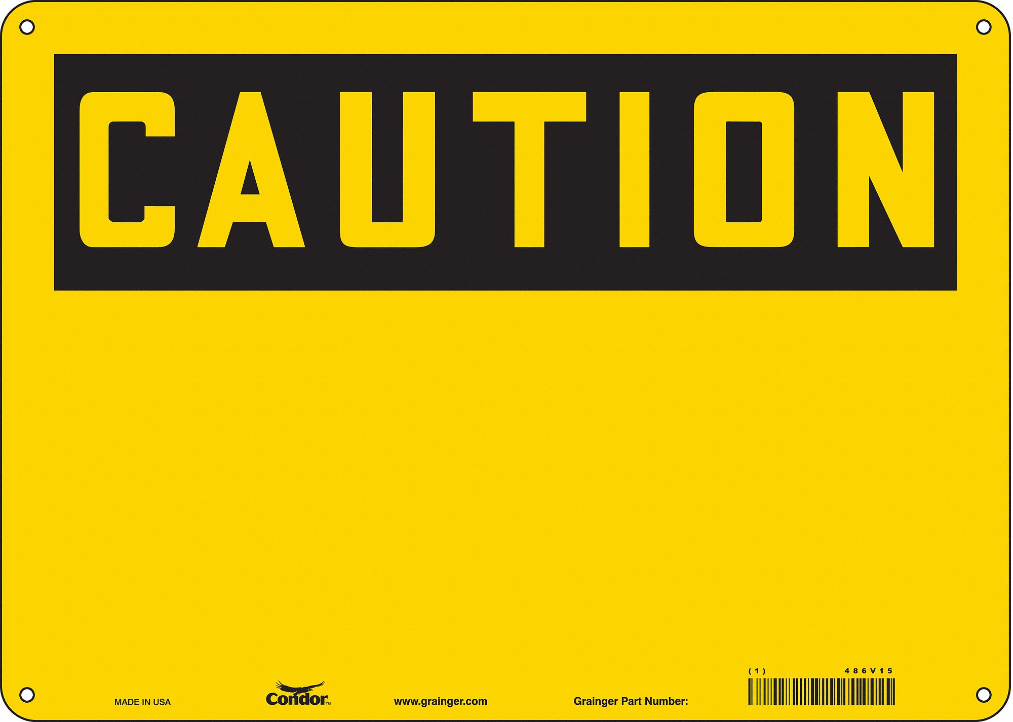 Safety Sign: Polyethylene, Mounting Holes Sign Mounting, 10 in x 14 in Nominal Sign Size, Yellow