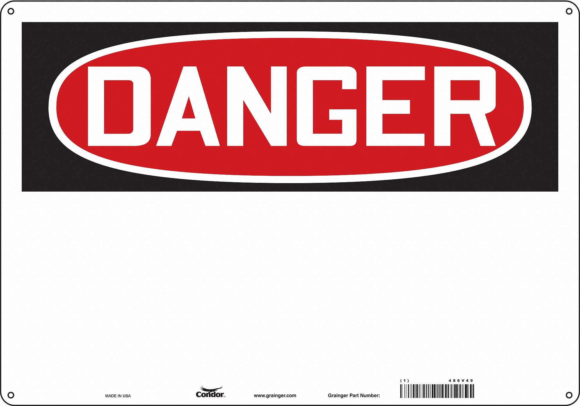 Safety Sign: Aluminum, Mounting Holes Sign Mounting, 14 in x 20 in Nominal Sign Size, 0.032 in Thick