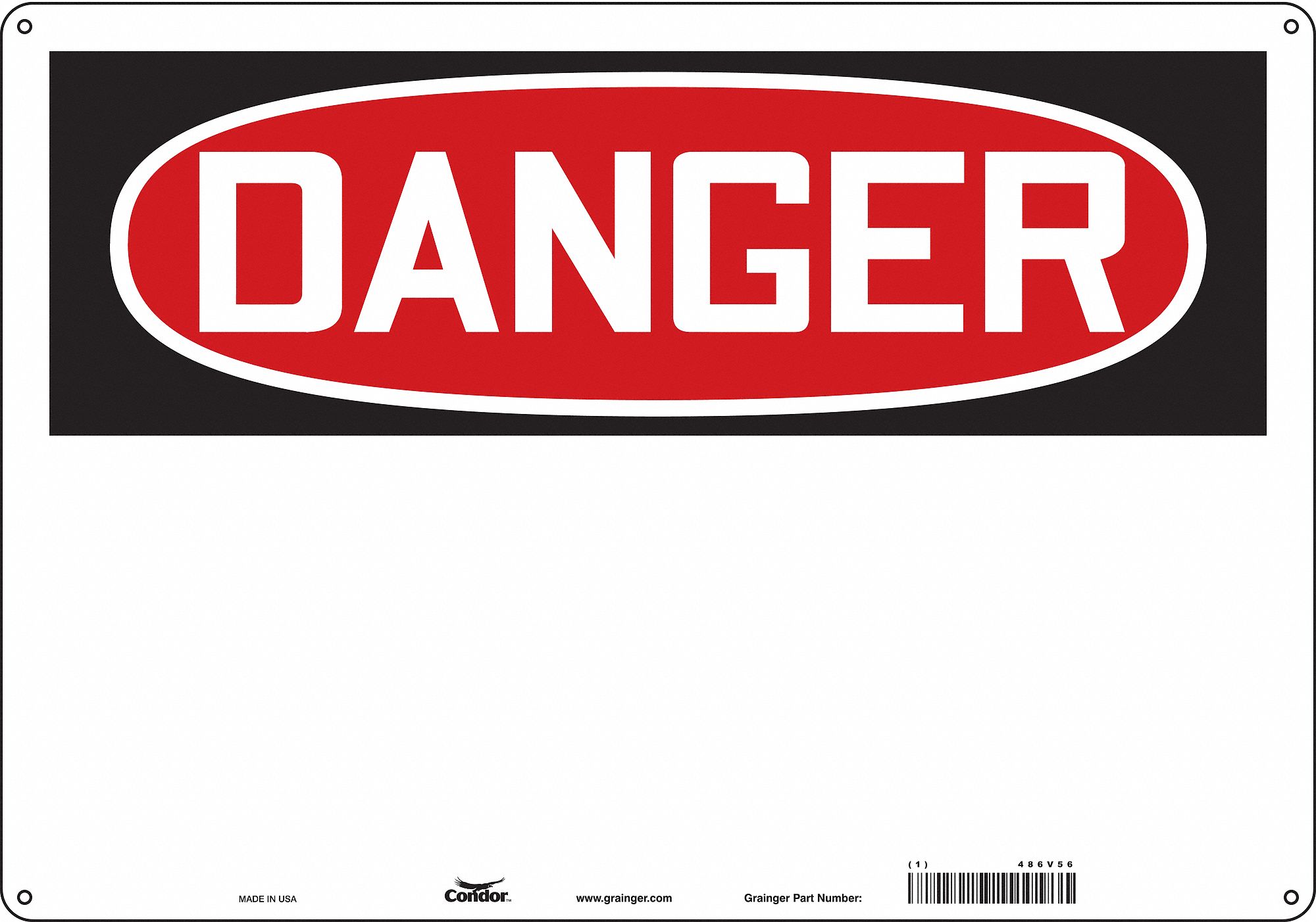 Safety Sign: Polyethylene, Mounting Holes Sign Mounting, 14 in x 20 in Nominal Sign Size
