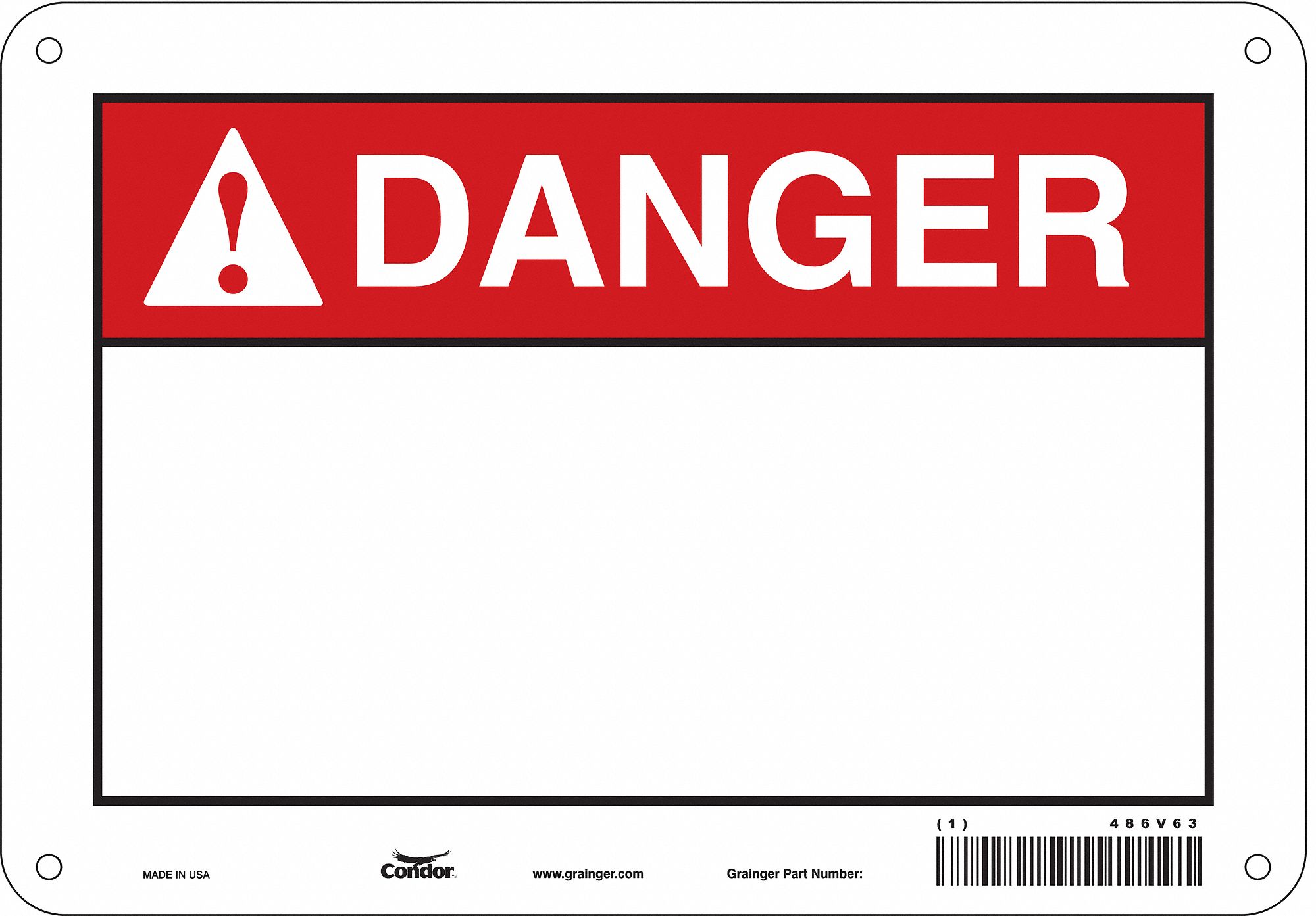 Safety Sign: Aluminum, Mounting Holes Sign Mounting, 7 in x 10 in Nominal Sign Size, 0.032 in Thick