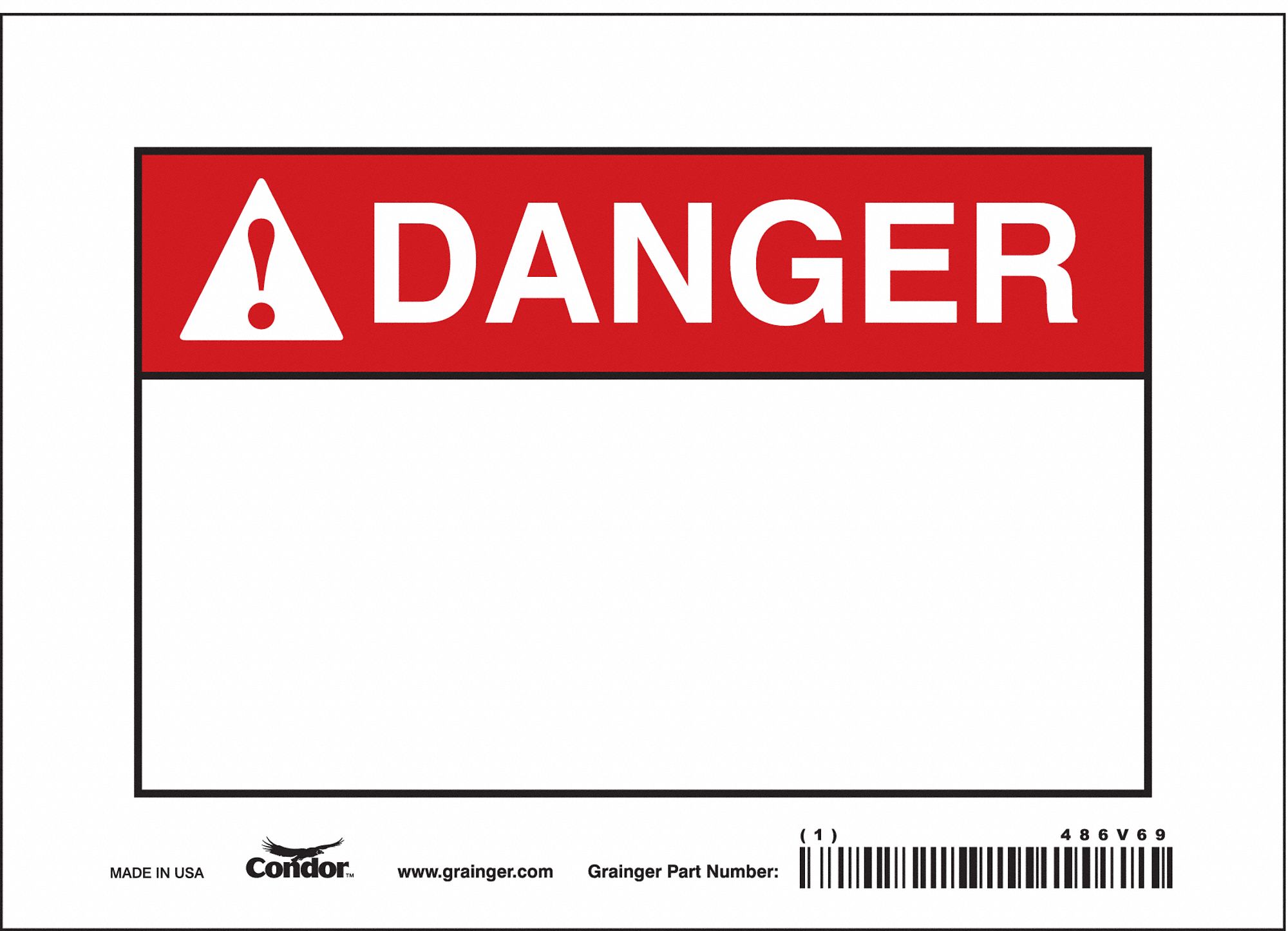 Safety Sign: Vinyl, Adhesive Sign Mounting, 5 in x 7 in Nominal Sign Size, Not Retroreflective