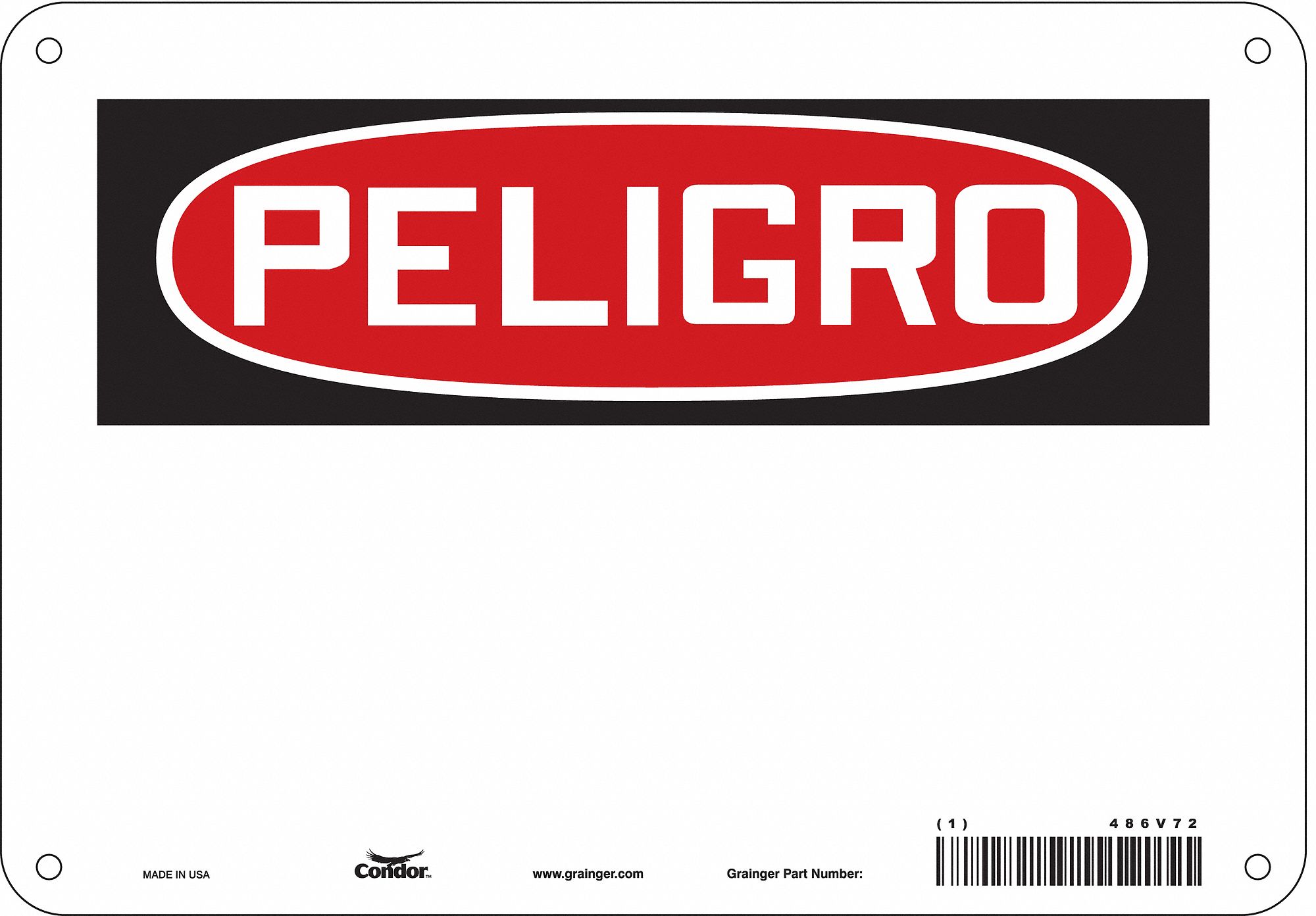 Safety Sign: Aluminum, Mounting Holes Sign Mounting, 7 in x 10 in Nominal Sign Size, 0.032 in Thick